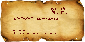 Máté Henrietta névjegykártya